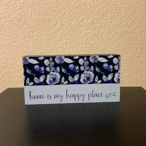 NWT "Home is My Happy Place" Wooden Block Sign